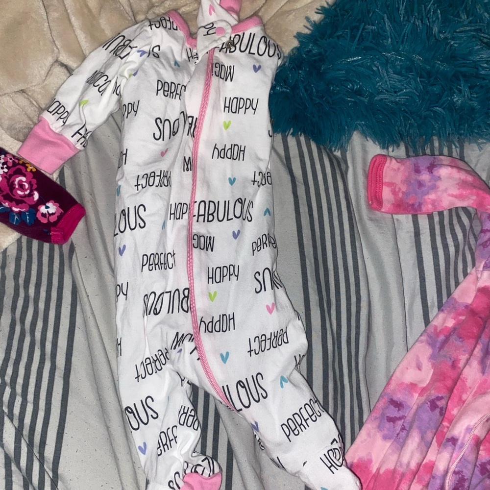 Onesies Brand NB Girl Zip Up footed sleeper